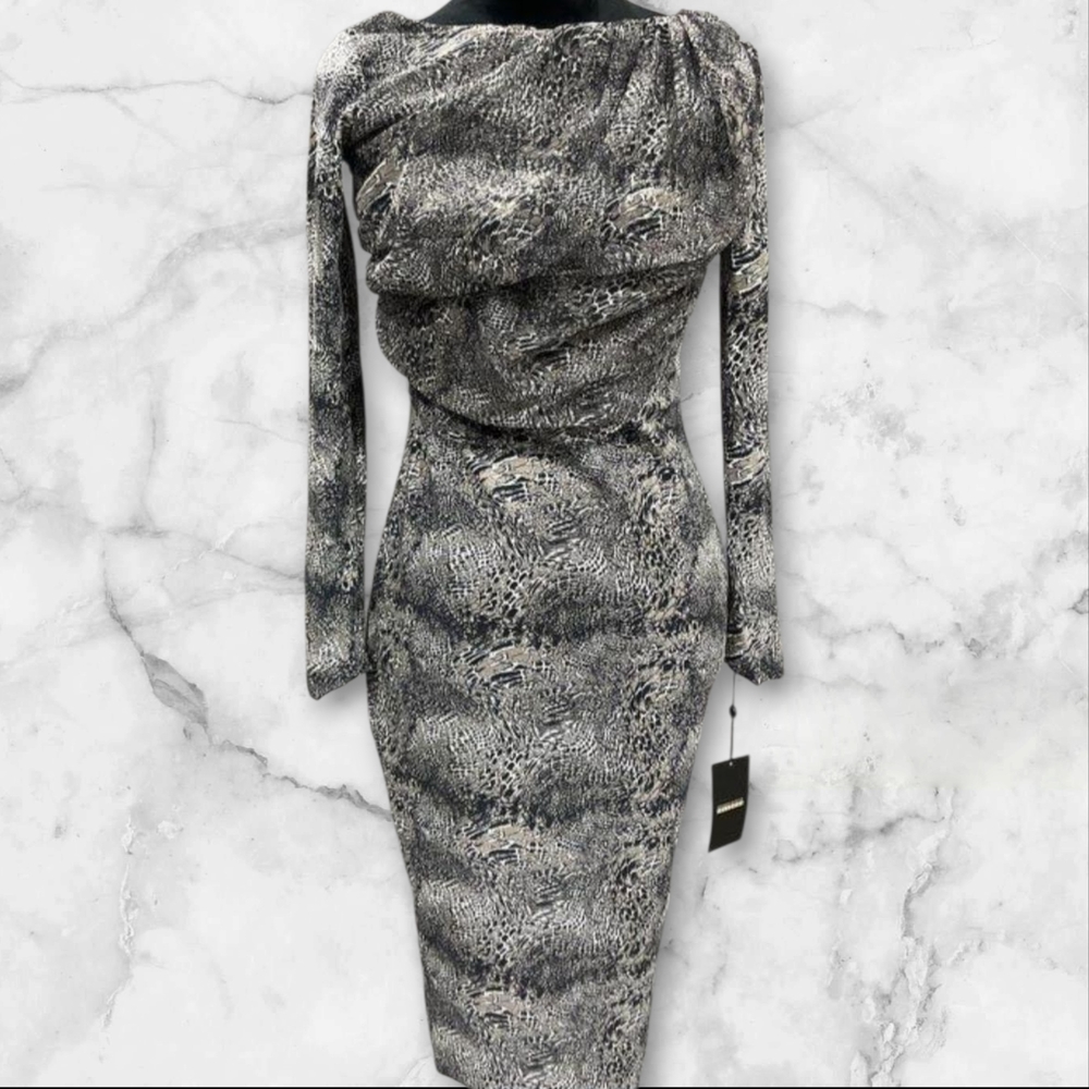 Chiara Boni La Petite Robe Snake Print Midi Dress Size 4 NWT Neiman Marcus